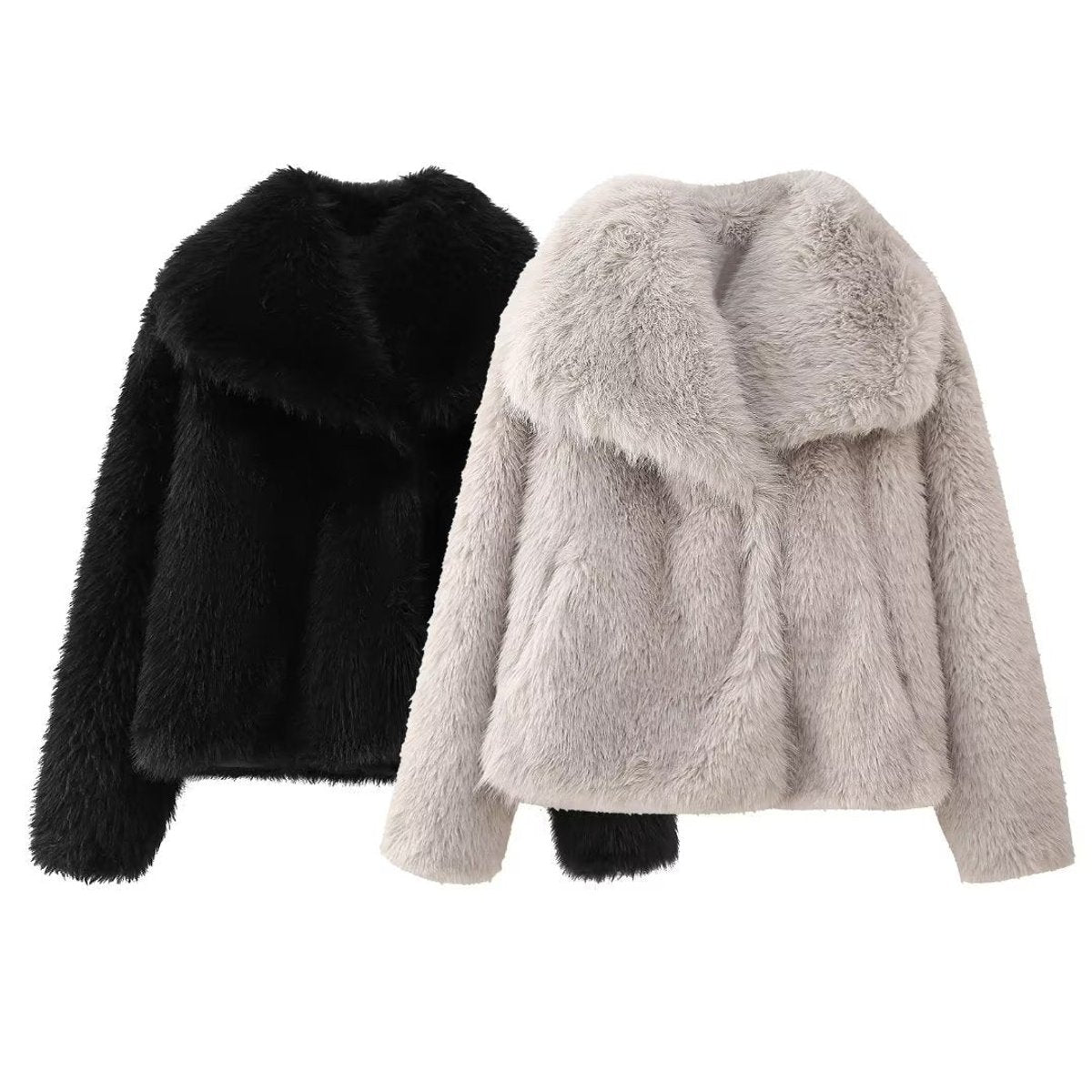 Millie | Elegant Cropped Black Women's Faux Fur Coat for Winter