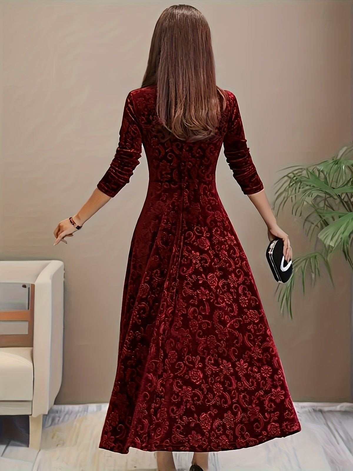 Verona | Embossed Velvet Women's Party Dress