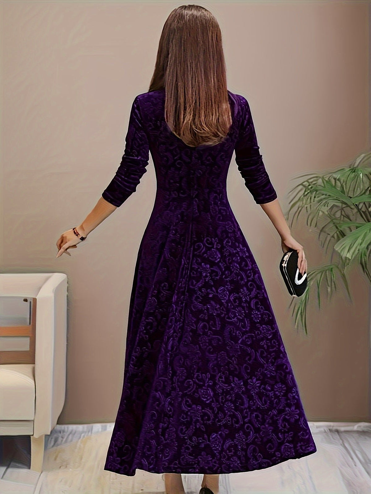 Verona | Embossed Velvet Women's Party Dress