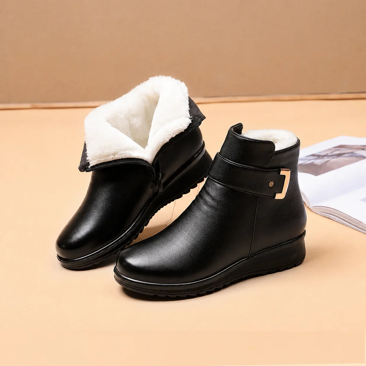Raquel | Warm Buckle Ankle Boots