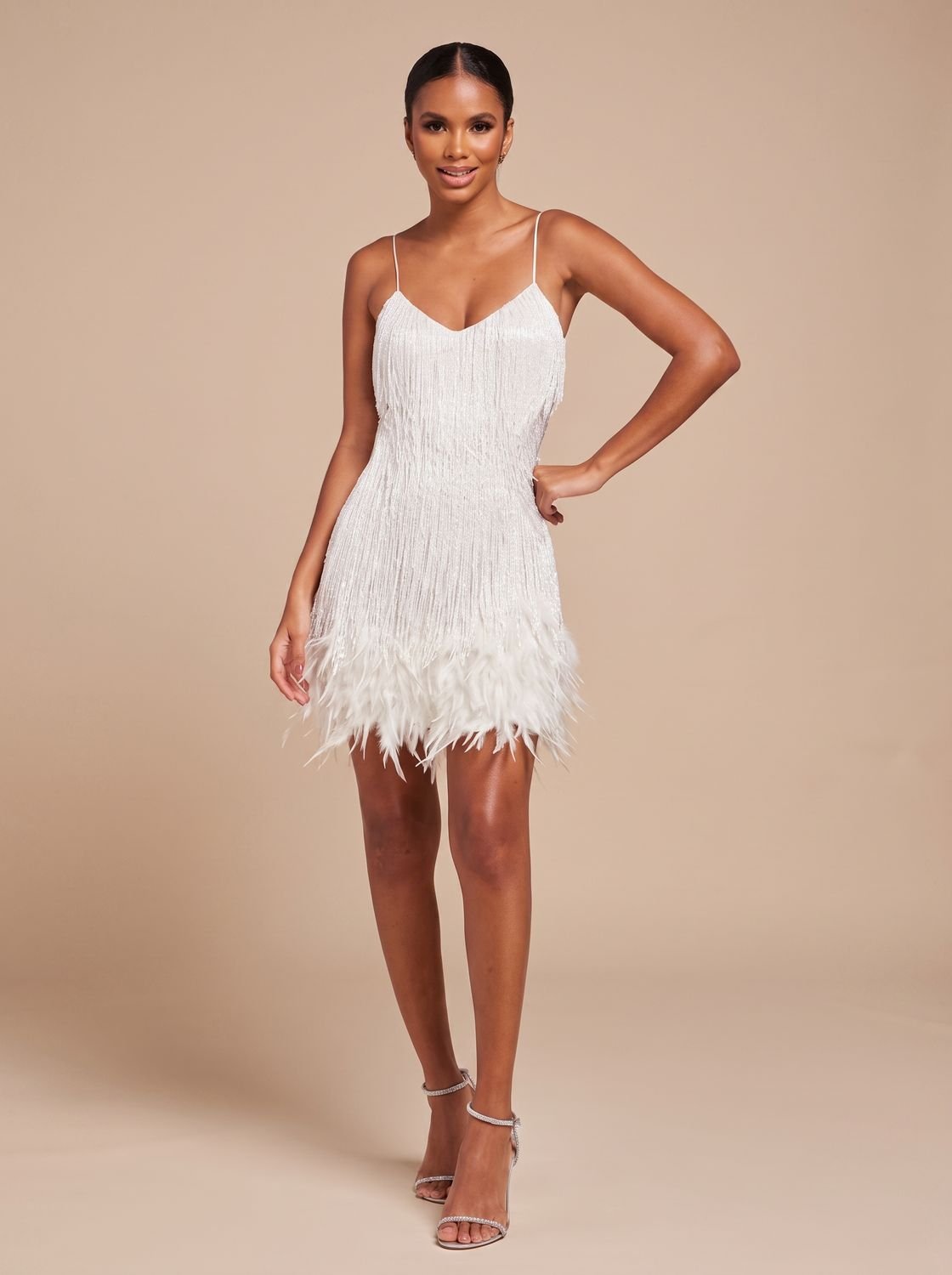 Bettina | Fringe Feather-Trim Women's Party Dress