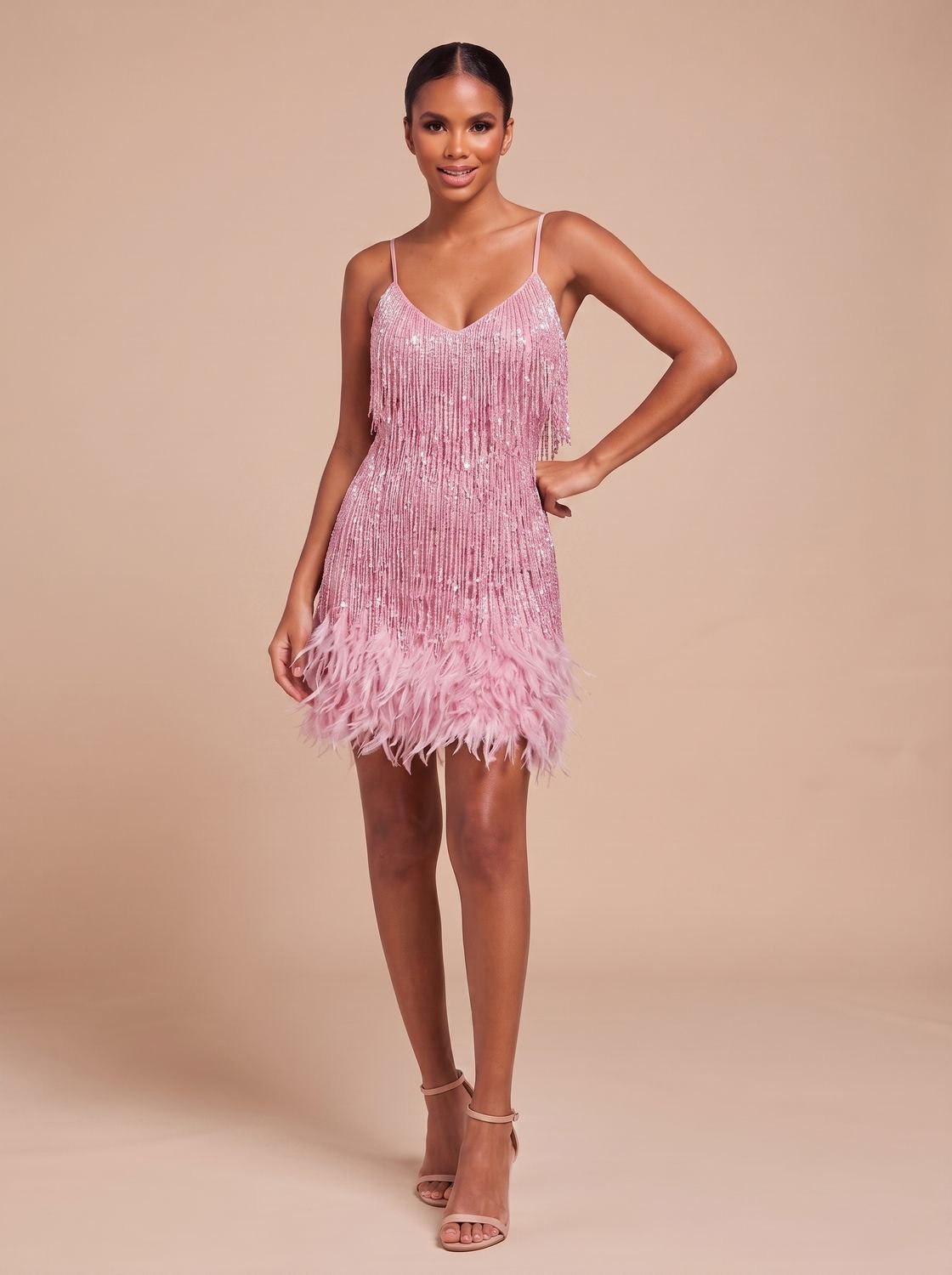 Bettina | Fringe Feather-Trim Women's Party Dress