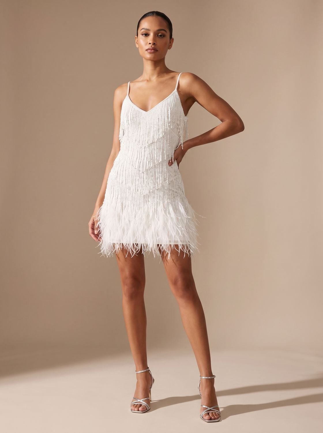 Bettina | Fringe Feather-Trim Women's Party Dress