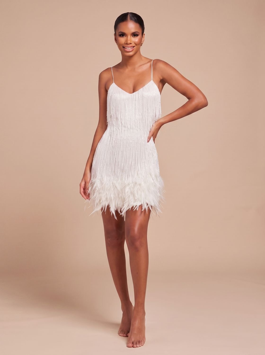 Bettina | Fringe Feather-Trim Women's Party Dress