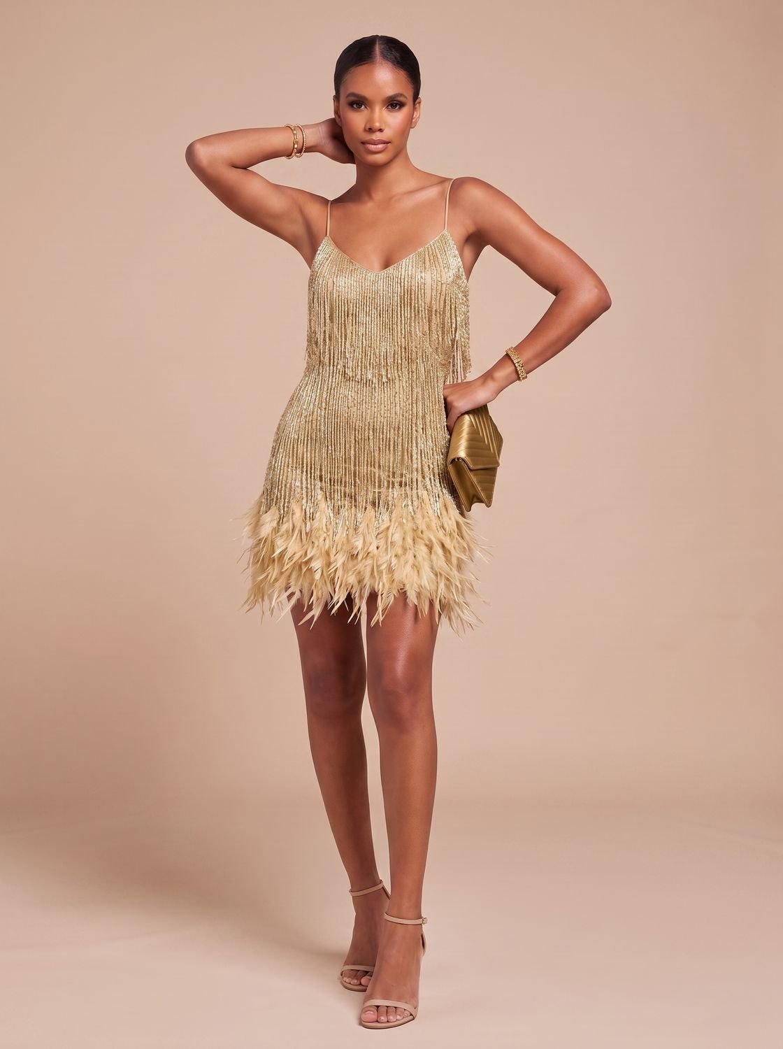 Bettina | Fringe Feather-Trim Women's Party Dress