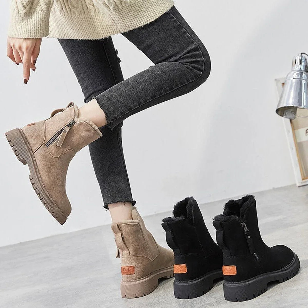 Anya | Fleece-Lined Suede Ankle Boots
