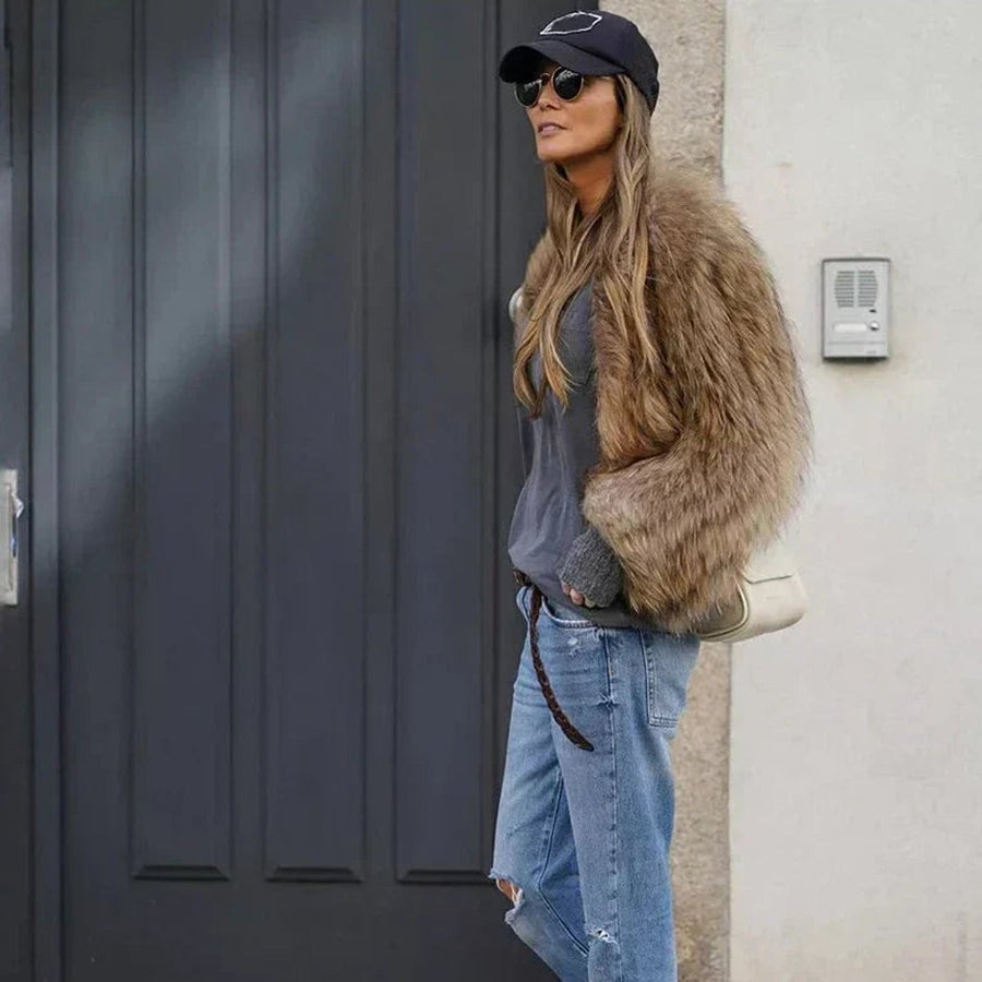 Hazel | Short Cropped Women's Faux Fur Jacket for Winter
