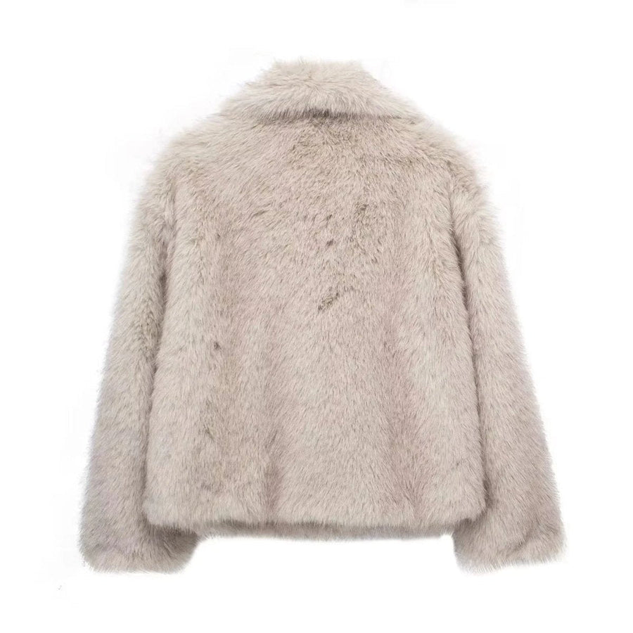 Genevieve | Lapel-Collar Short Women's Faux Fur Jacket for Winter