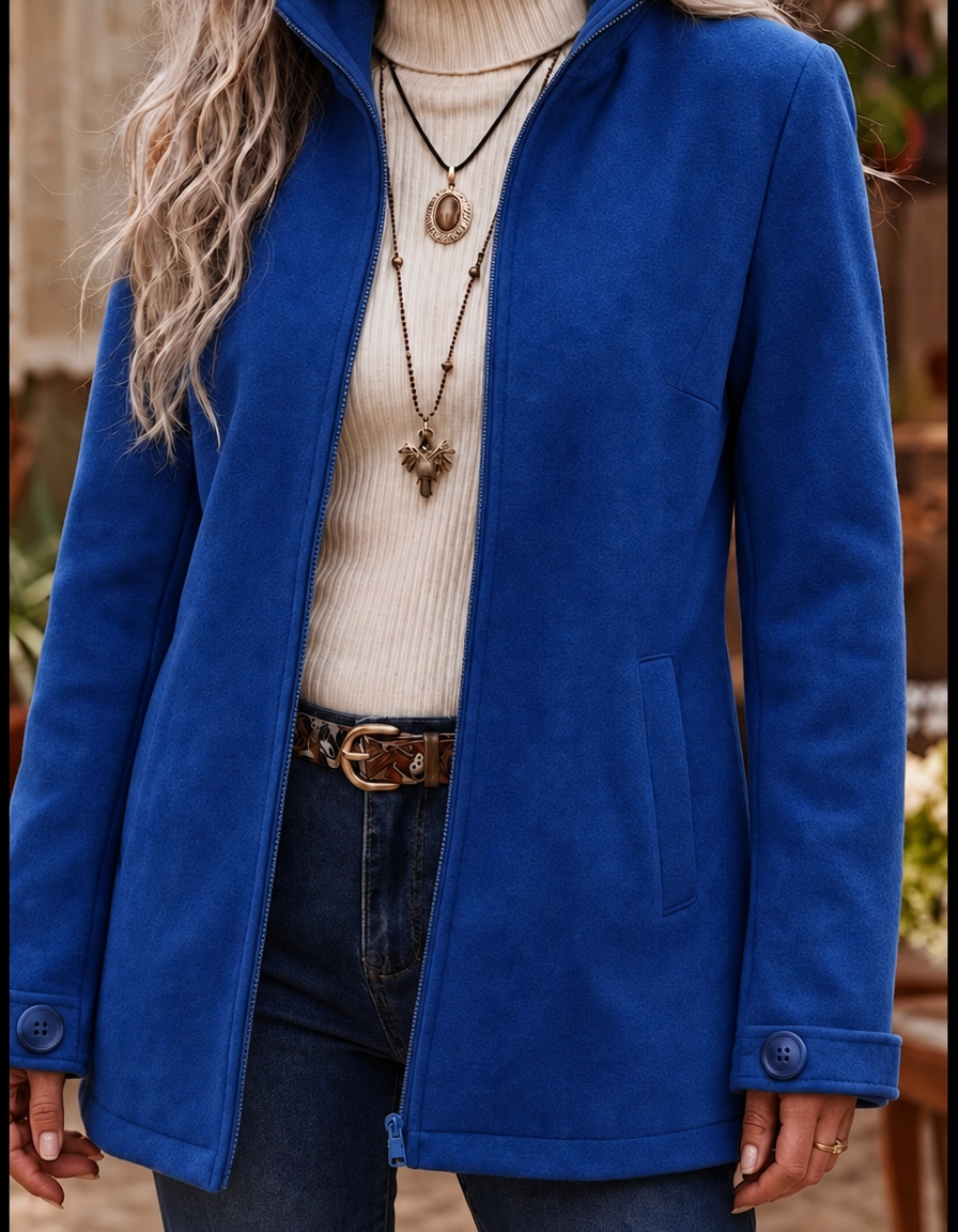 Oksana | Textured Zip-Up Winter Jacket for Cold-Weather