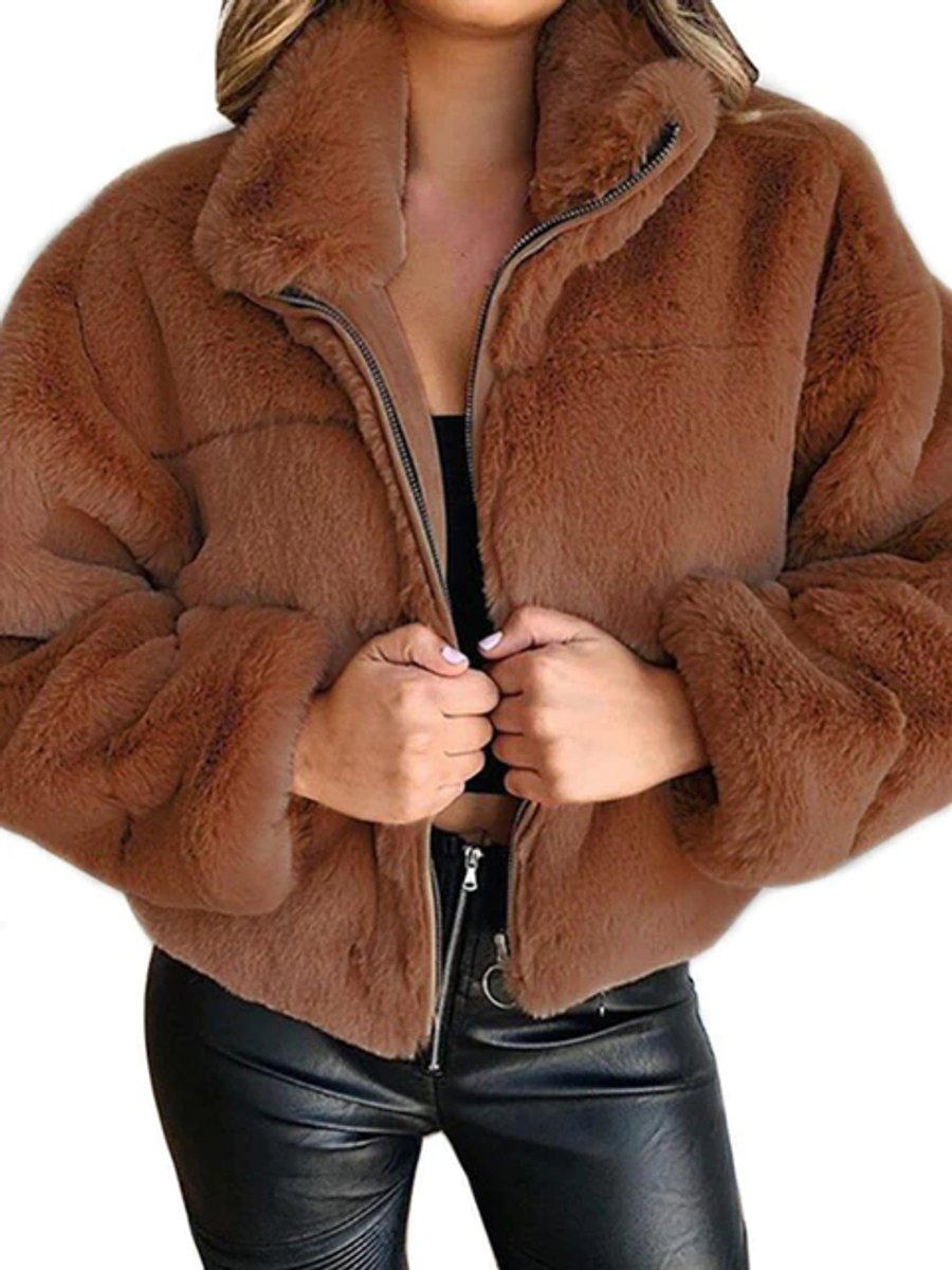 Nora | Fluffy Zip-Up Short Women's Faux Fur Coat for Winter