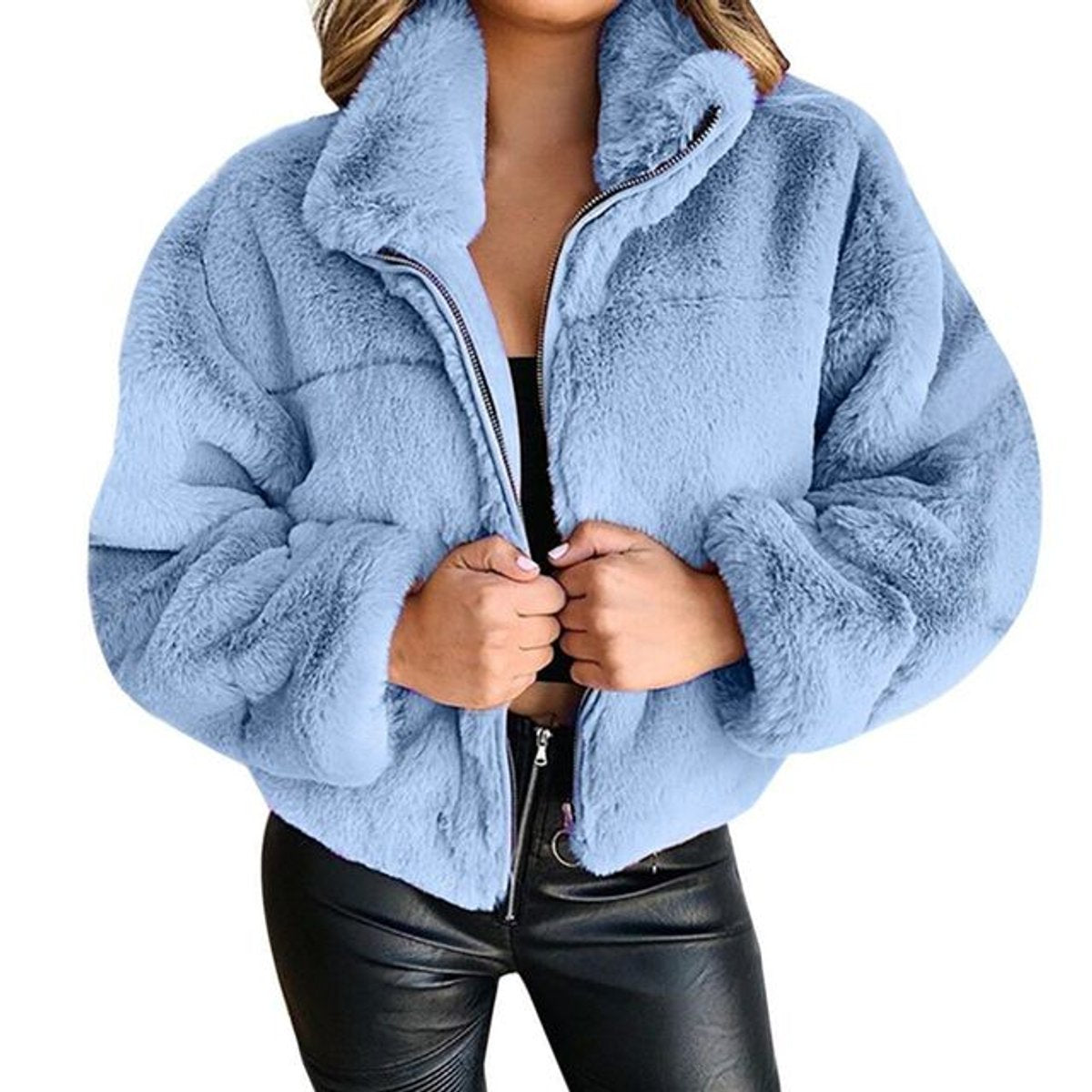 Nora | Fluffy Zip-Up Short Women's Faux Fur Coat for Winter