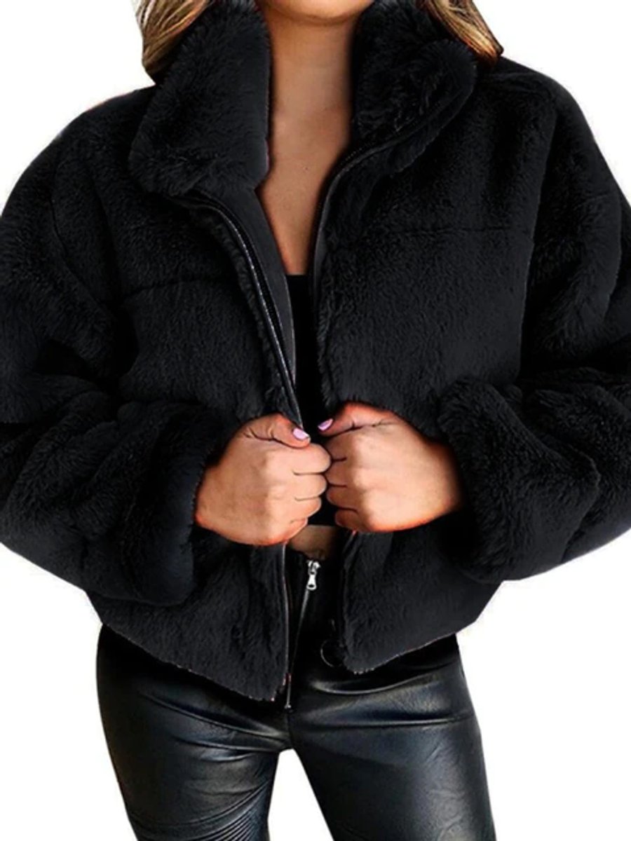 Nora | Fluffy Zip-Up Short Women's Faux Fur Coat for Winter