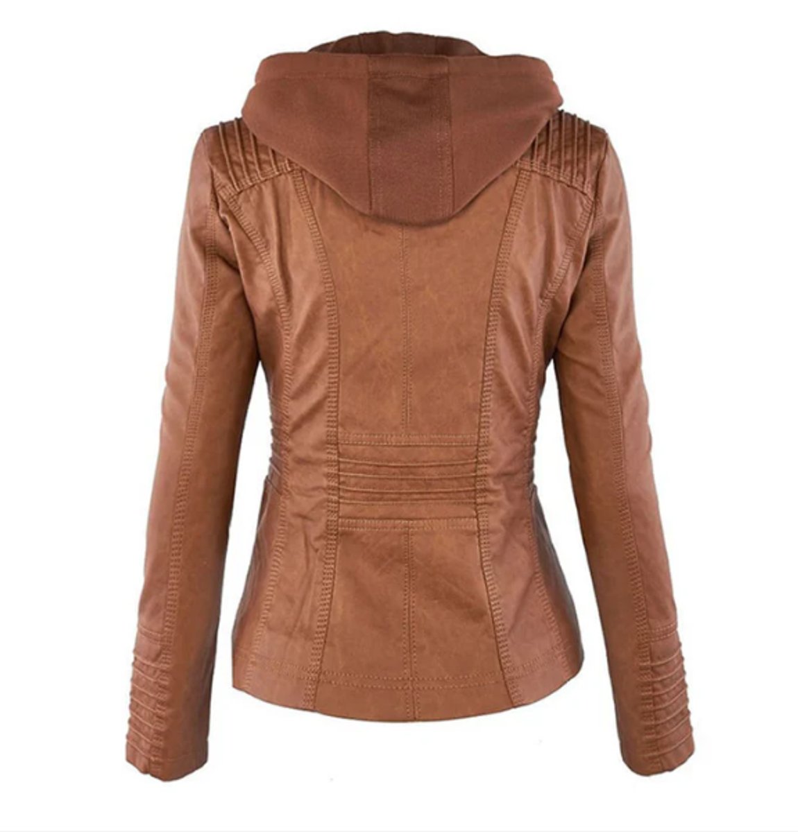 Nyla | Hooded Faux Leather Biker Jacket for Fall