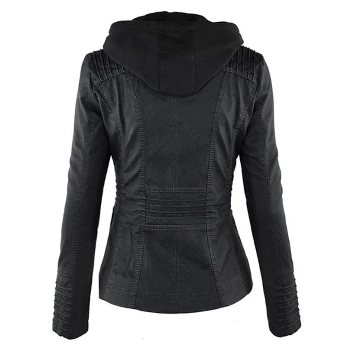 Nyla | Hooded Faux Leather Biker Jacket for Fall