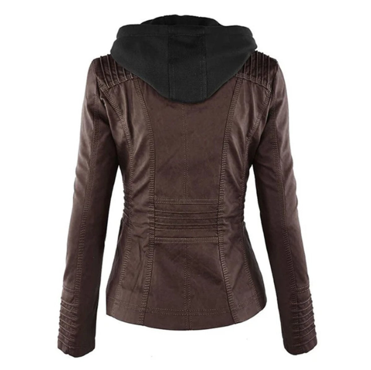 Nyla | Hooded Faux Leather Biker Jacket for Fall