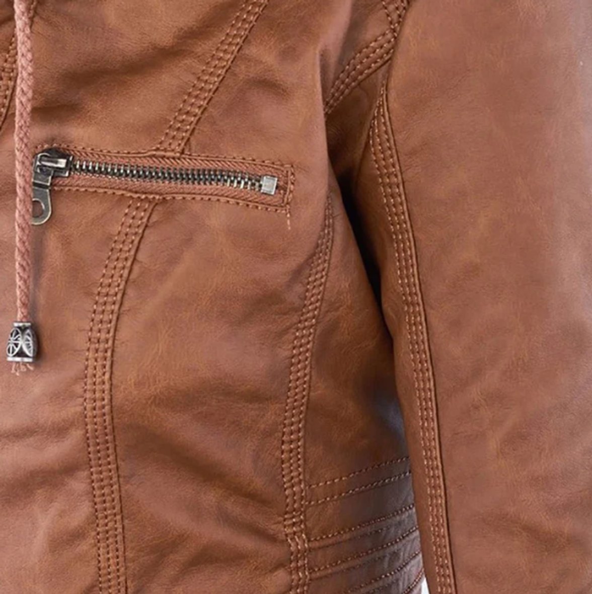 Nyla | Hooded Faux Leather Biker Jacket for Fall