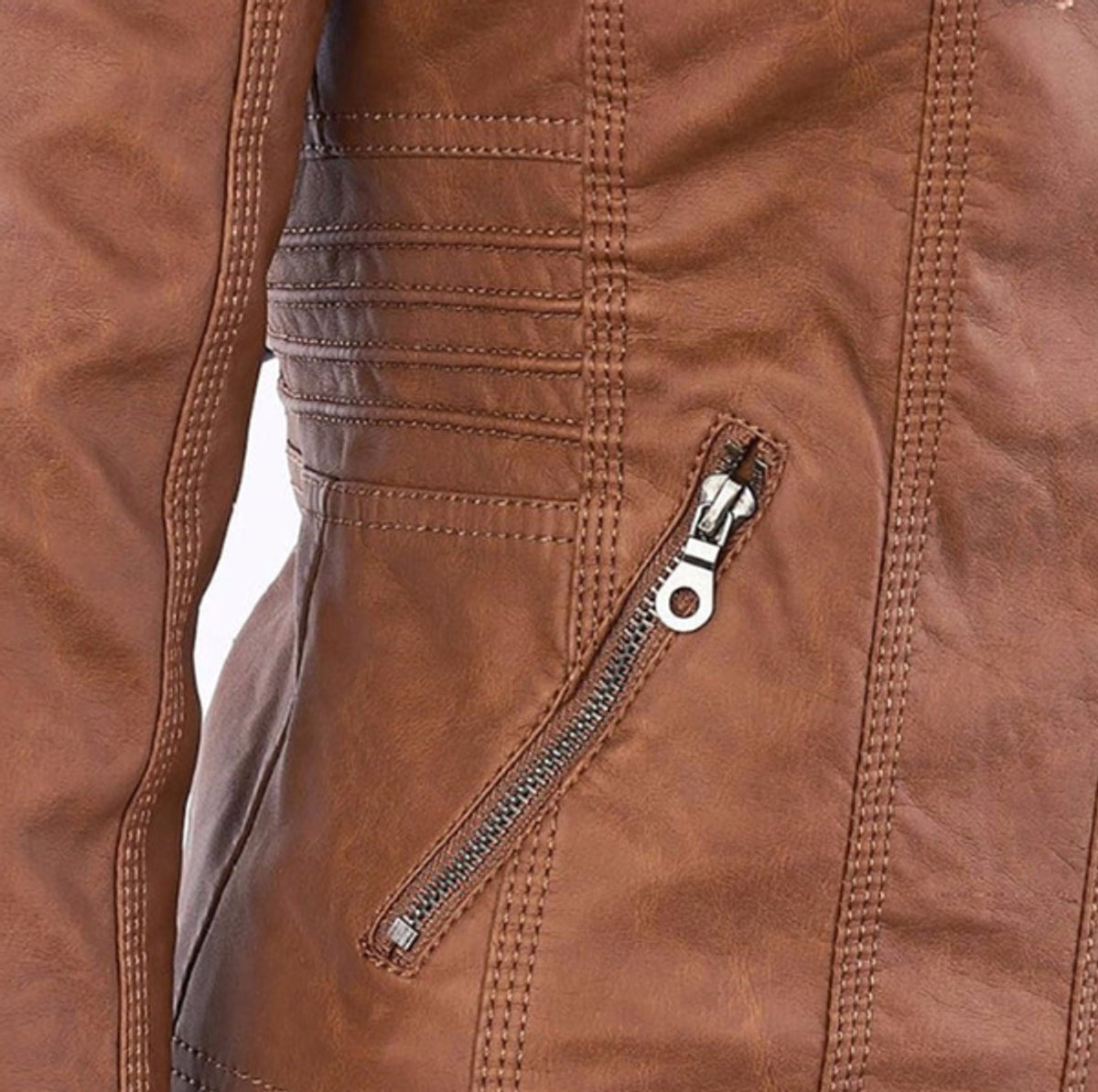 Nyla | Hooded Faux Leather Biker Jacket for Fall