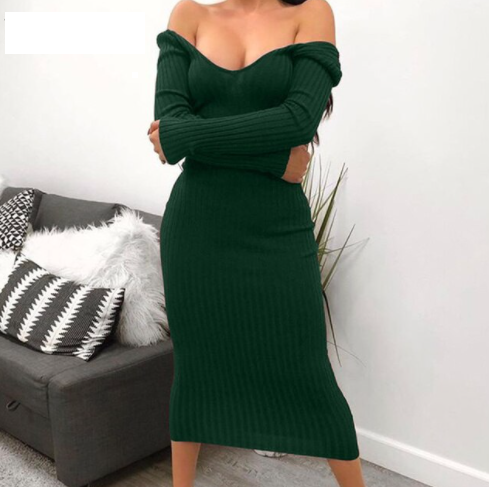 Josefina | Off-Shoulder Ribbed Knit Women's Party Dress