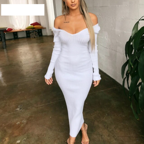 Josefina | Off-Shoulder Ribbed Knit Women's Party Dress