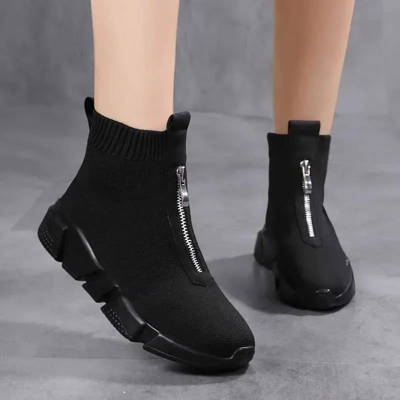 Zelda | Sleek Knit Sock Ankle Boots