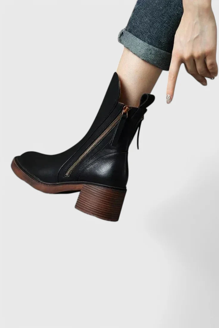 Yolande | Polished Side-Zip Ankle Boots
