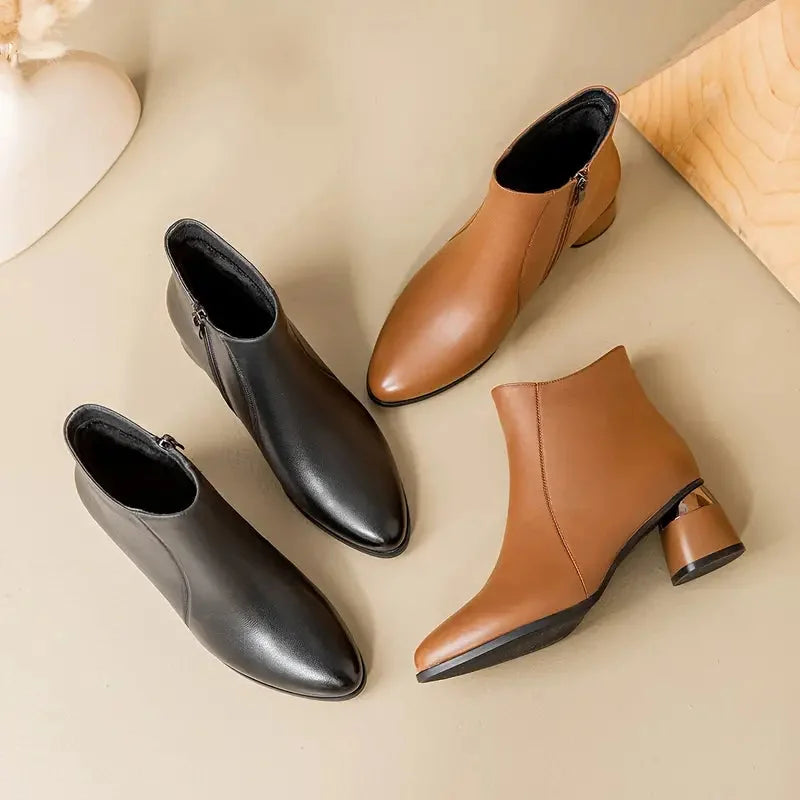 Marnie | Sleek Metallic Heel Ankle Boots