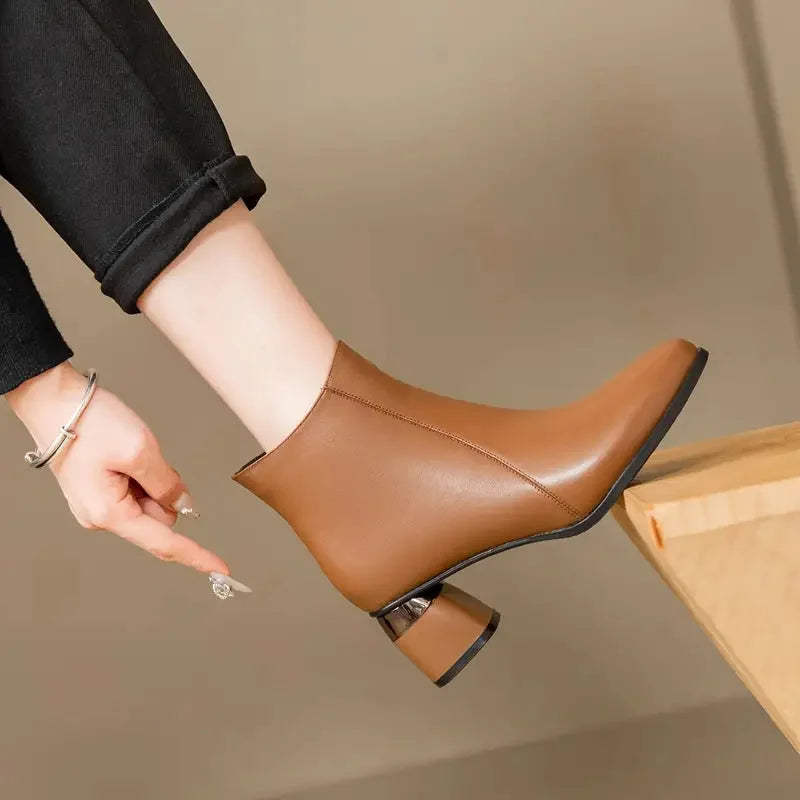 Marnie | Sleek Metallic Heel Ankle Boots