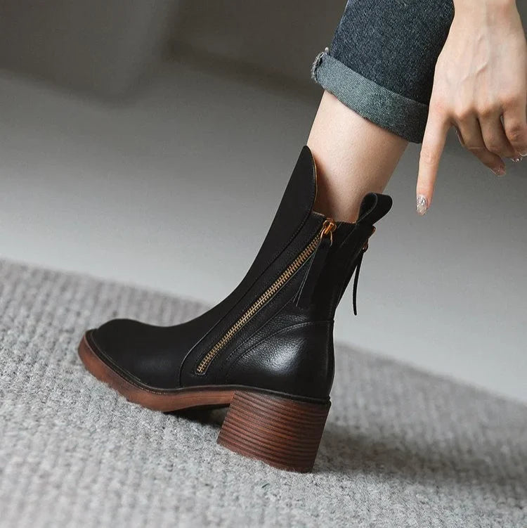 Vivian | Sleek Chunky Heel Ankle Boots