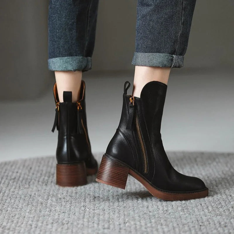 Vivian | Sleek Chunky Heel Ankle Boots