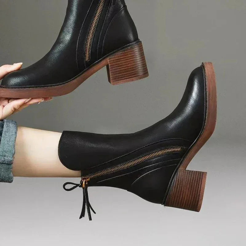 Vivian | Sleek Chunky Heel Ankle Boots