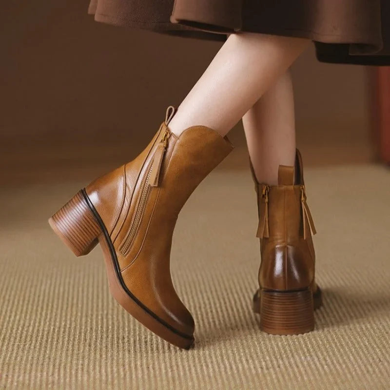 Vivian | Sleek Chunky Heel Ankle Boots