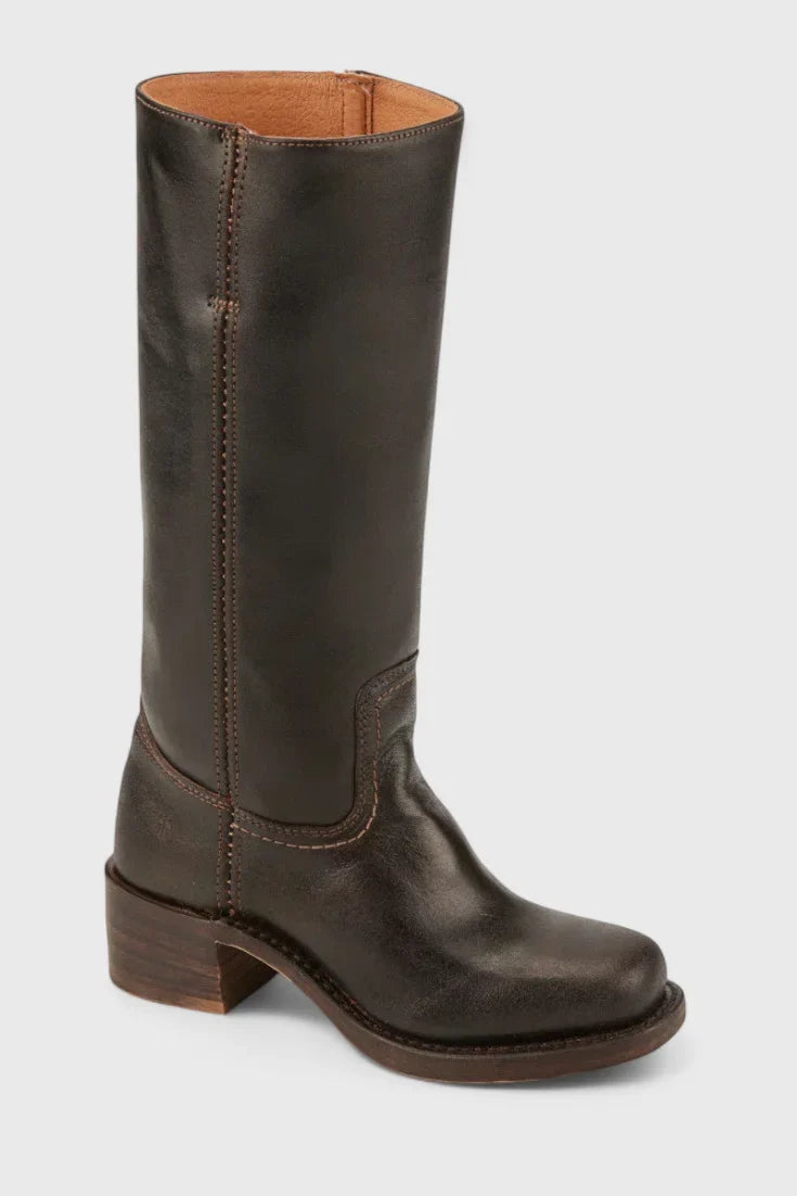 Noelle | Leather Western-Style Women Mid-Calf Boots for Winter