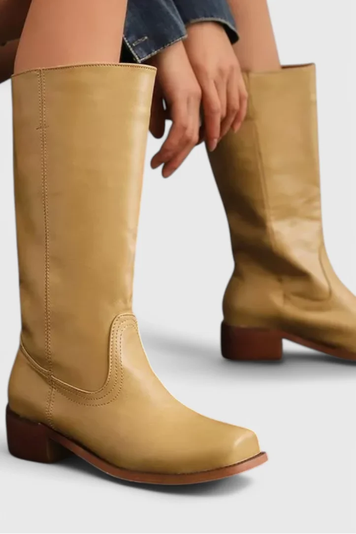 Noelle | Leather Western-Style Women Mid-Calf Boots for Winter