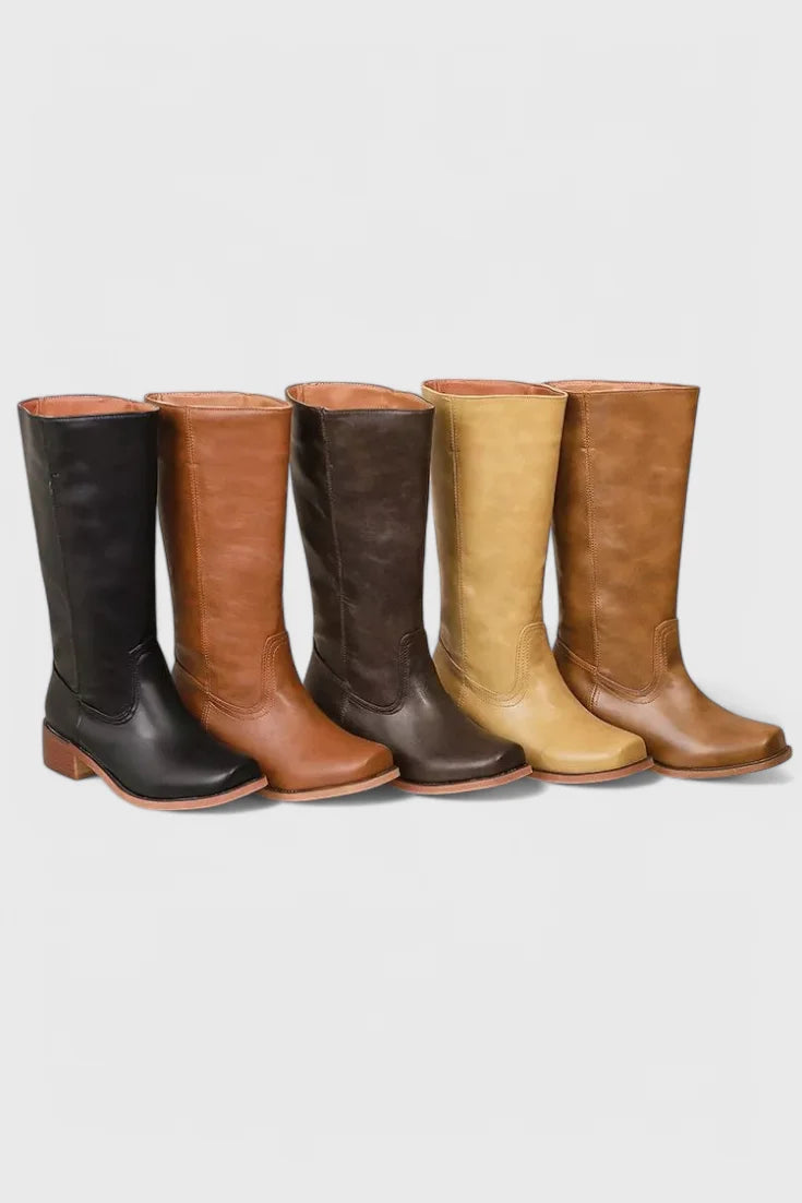 Noelle | Leather Western-Style Women Mid-Calf Boots for Winter