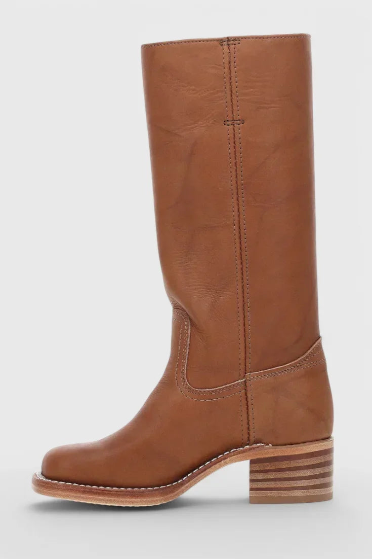 Noelle | Leather Western-Style Women Mid-Calf Boots for Winter