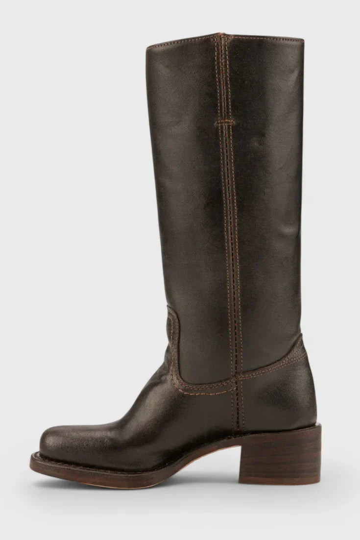 Noelle | Leather Western-Style Women Mid-Calf Boots for Winter
