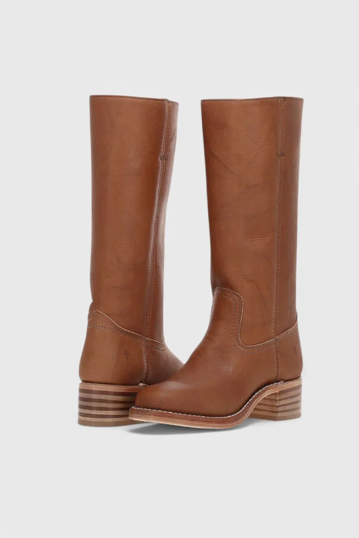 Noelle | Leather Western-Style Women Mid-Calf Boots for Winter
