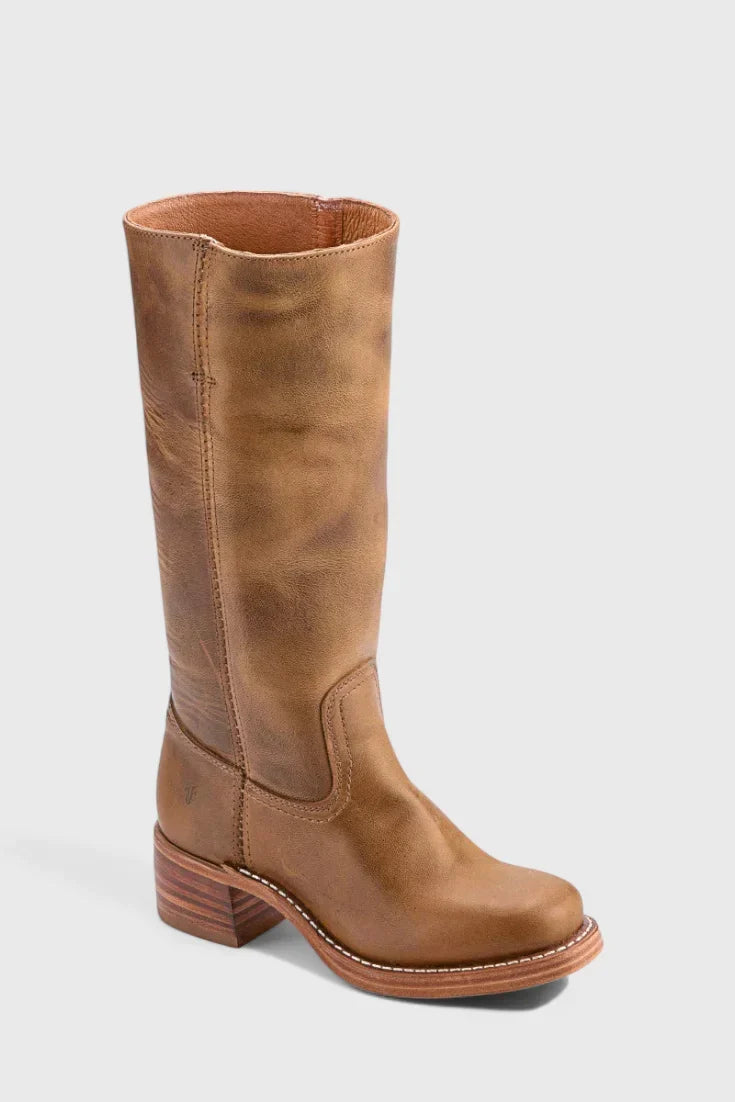 Noelle | Leather Western-Style Women Mid-Calf Boots for Winter