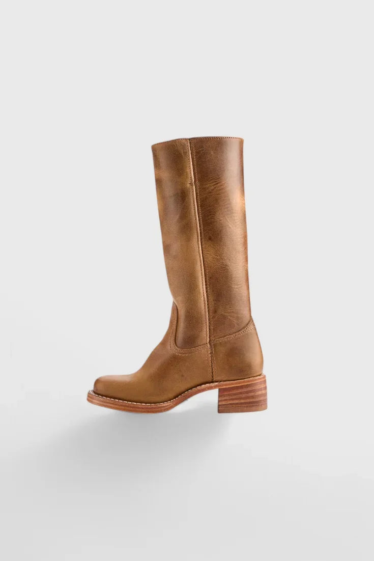 Noelle | Leather Western-Style Women Mid-Calf Boots for Winter