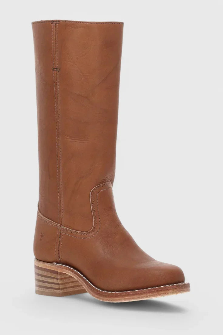 Noelle | Leather Western-Style Women Mid-Calf Boots for Winter