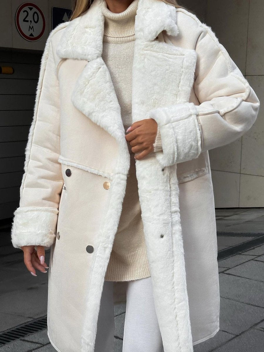 Esme | Long Double-Breasted Shearling Women's Faux Fur Coat for Winter
