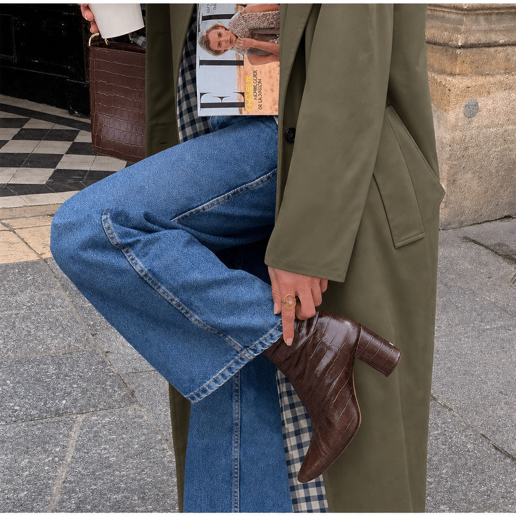 Fenella | Long Trench Coat with Plaid Lining for Fall