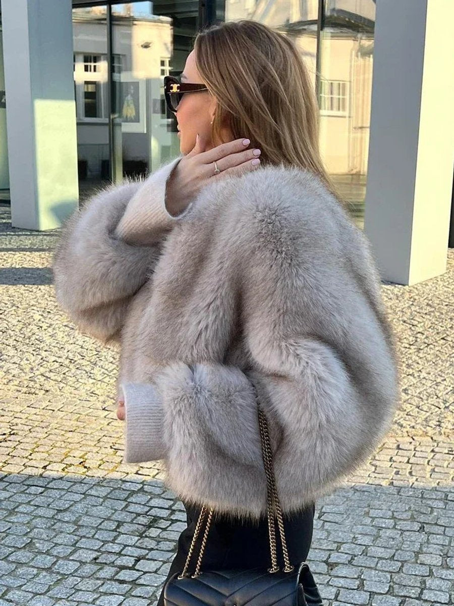 Iris | Cropped Bomber Women's Faux Fur Jacket for Winter