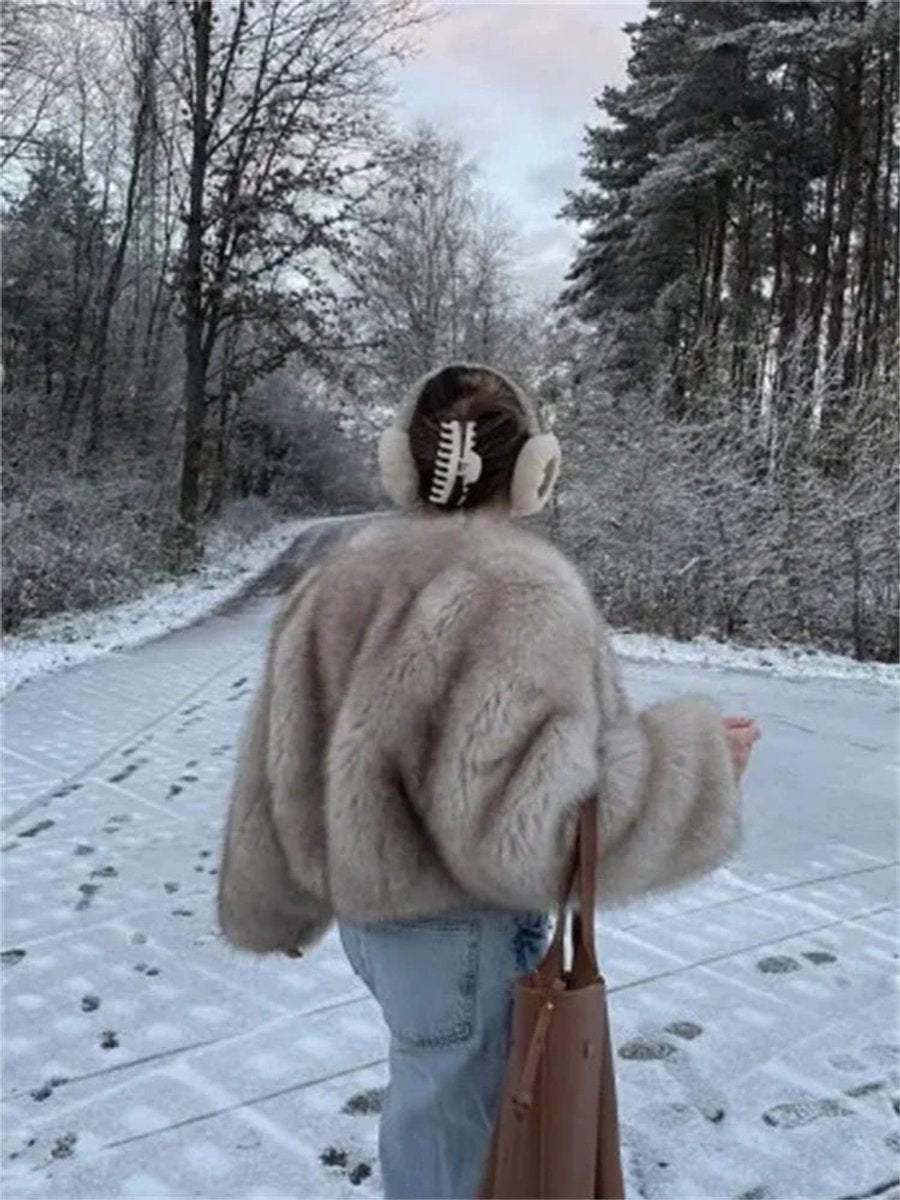 Iris | Cropped Bomber Women's Faux Fur Jacket for Winter