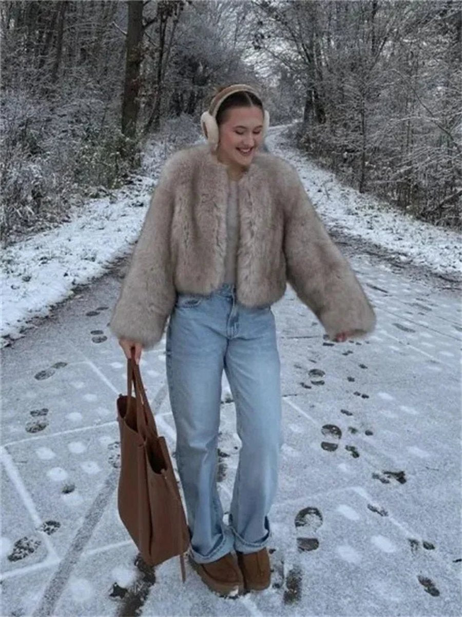 Iris | Cropped Bomber Women's Faux Fur Jacket for Winter