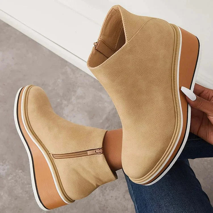 Adele | Sleek Wedge Platform Ankle Boots