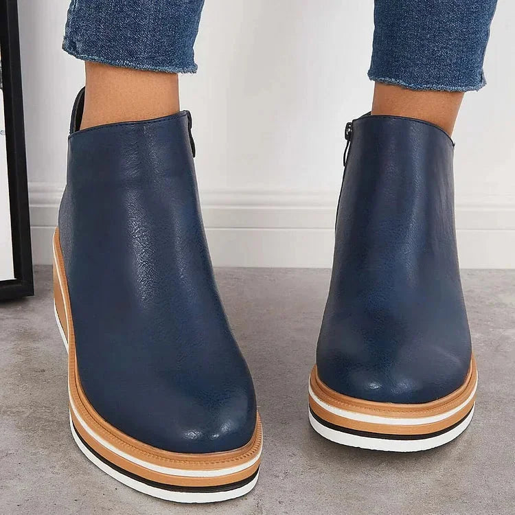 Adele | Sleek Wedge Platform Ankle Boots