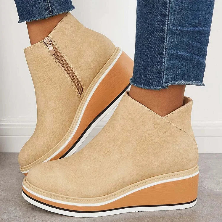 Adele | Sleek Wedge Platform Ankle Boots