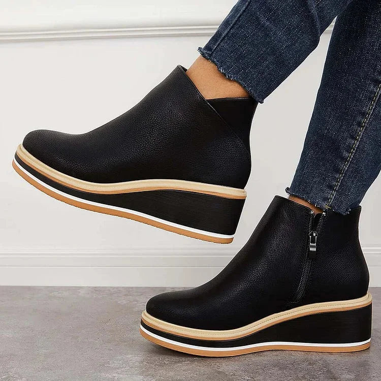 Adele | Sleek Wedge Platform Ankle Boots