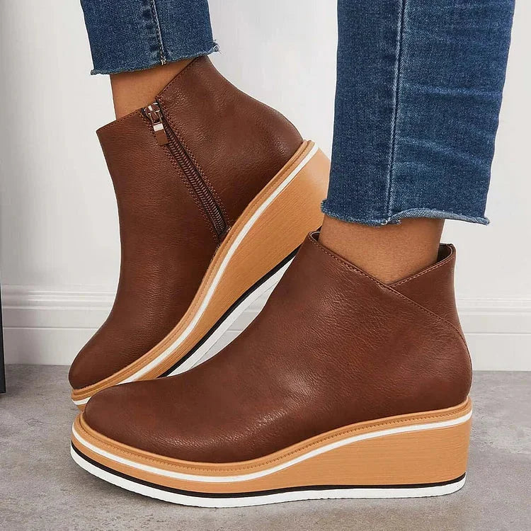 Adele | Sleek Wedge Platform Ankle Boots